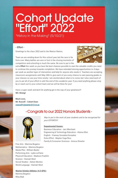 Cohort Update "Effort" 2022