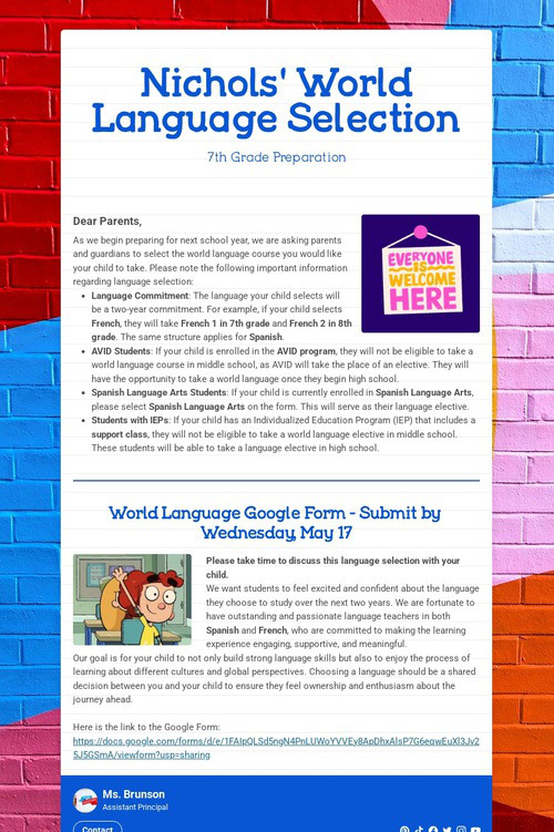 Nichols' World Language Selection