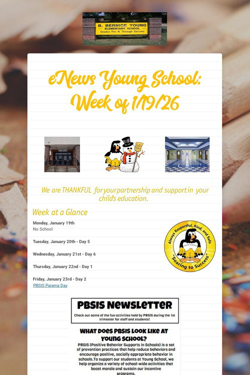 eNews Young School: Week of 1/19/26