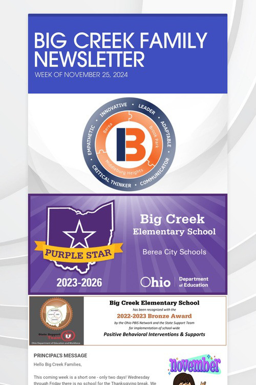 BIG CREEK FAMILY NEWSLETTER