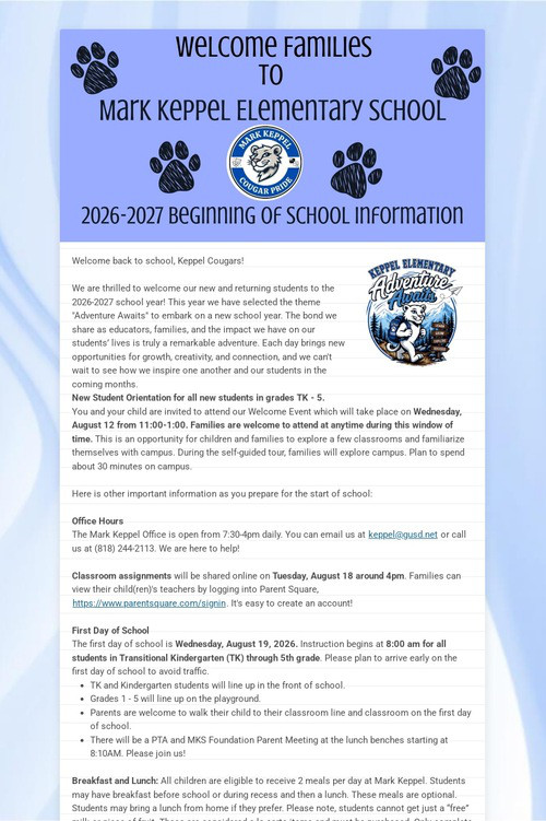 Welcome to the 26-27 School Year!
