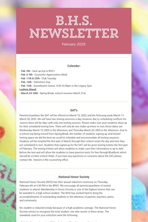 B.H.S. Newsletter