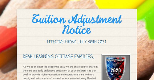 Tuition Adjustment Notice