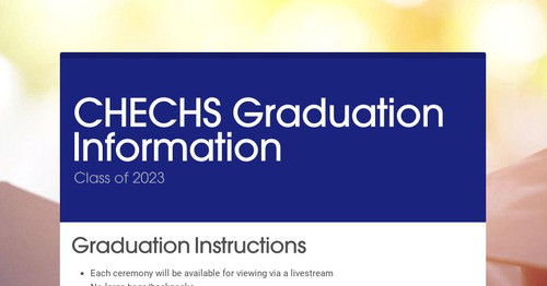 CHECHS Graduation Information