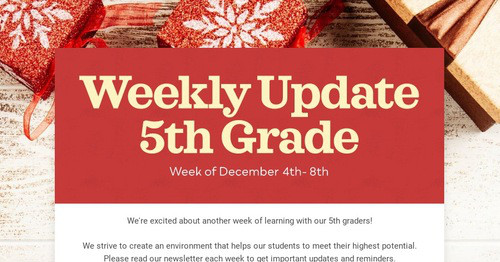 Weekly Update 5th Grade