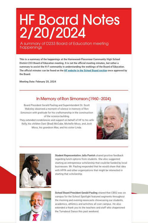 HF Board Notes 2/20/2024