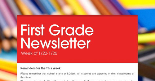 First Grade Newsletter