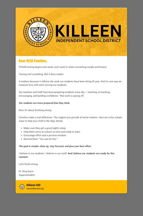 Message from Dr. Davis
