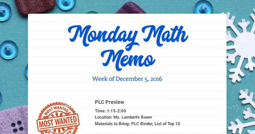 Monday Math Memo | Smore Newsletters