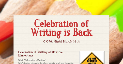 Celebration of Writing is Back