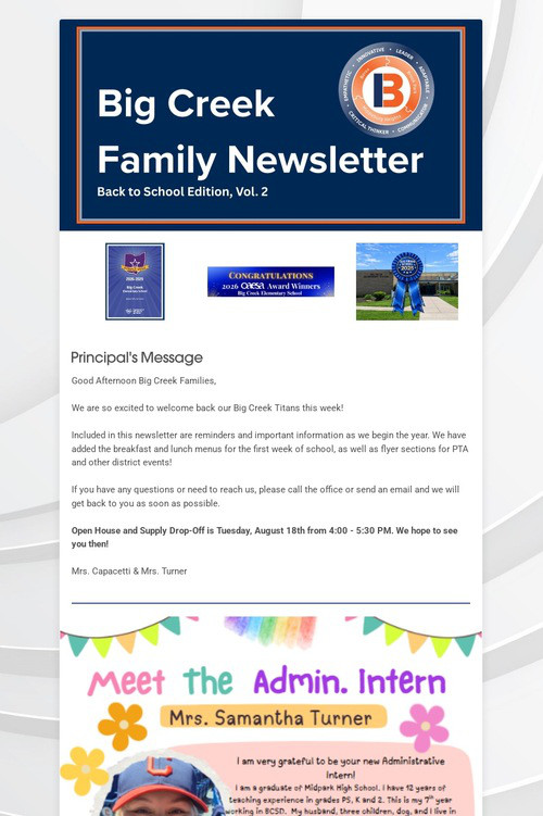 BIG CREEK FAMILY NEWSLETTER