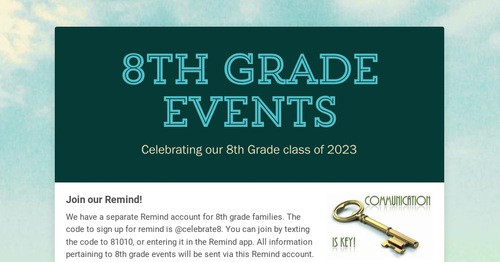 8th Grade Events | Smore Newsletters