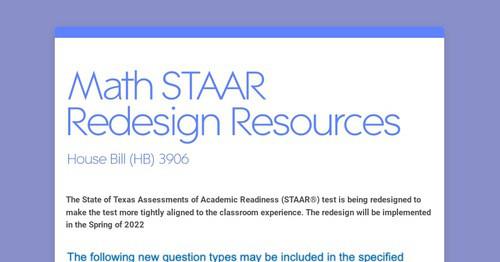 Math STAAR Redesign Resources