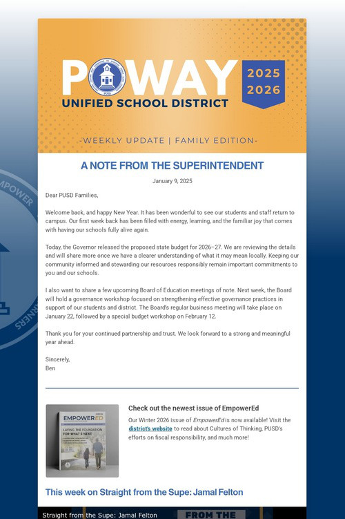 Superintendent's Weekly Update