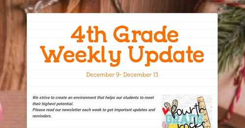 4th Grade Weekly Update