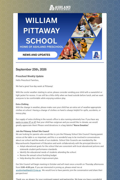 Ashland Preschool Update