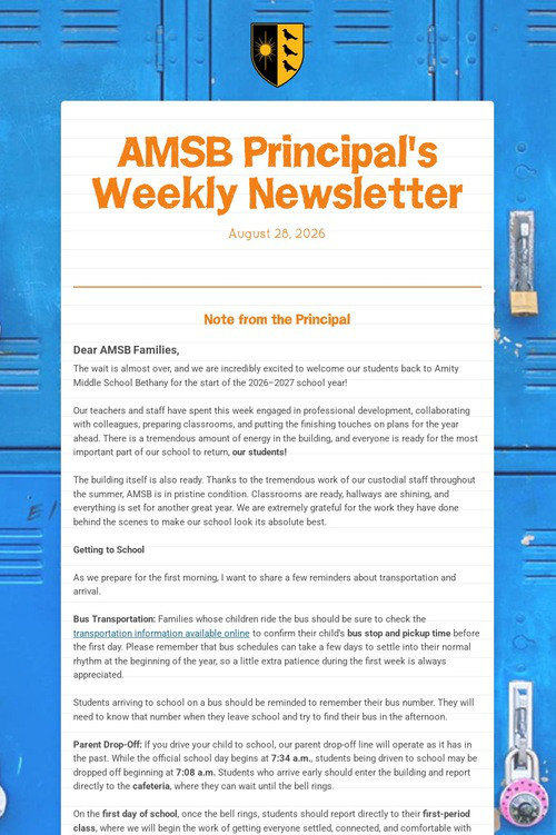 AMSB Principal's Weekly Newsletter