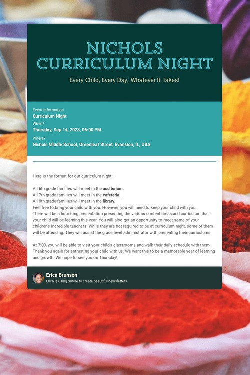 Nichols Curriculum Night