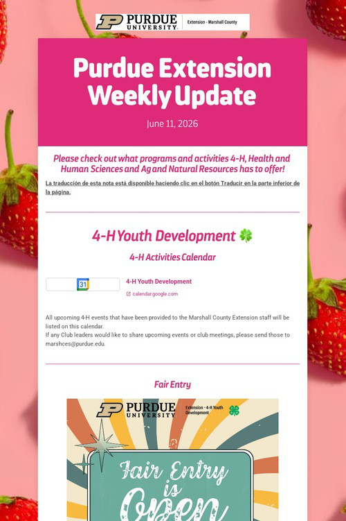 Purdue Extension Weekly Update