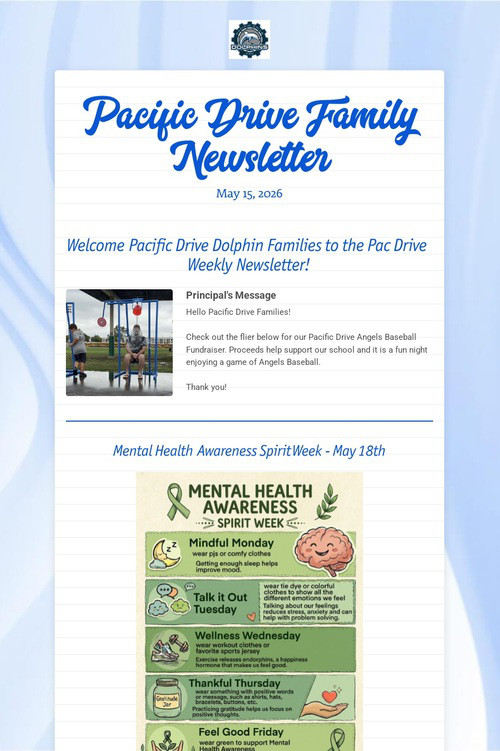 Pacific Drive Family Newsletter