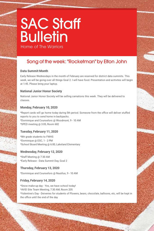 SAC Staff Bulletin