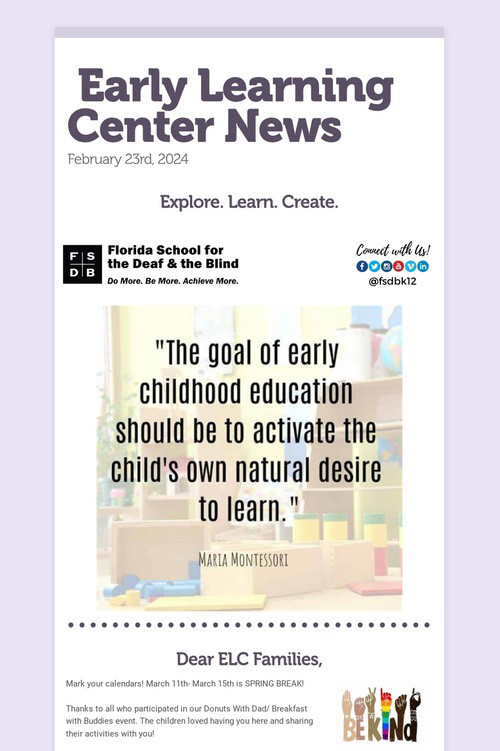 Early Learning Center News