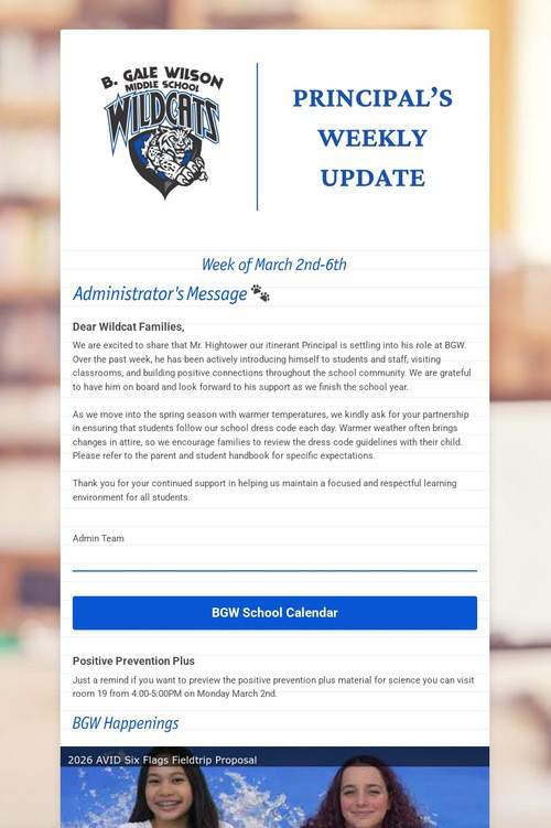 Principal's Weekly Update