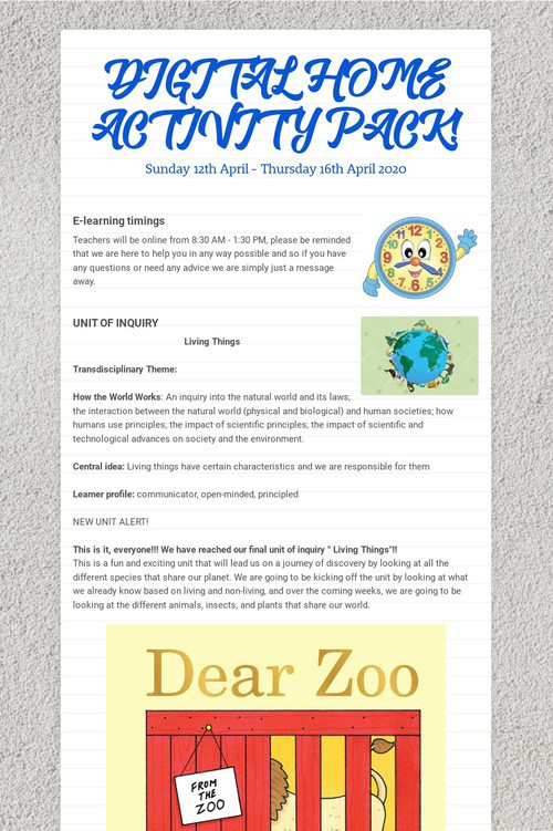 DIGITAL HOME ACTIVITY PACK!