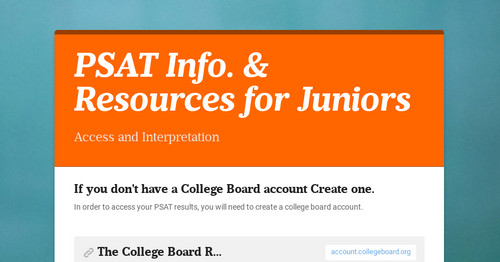 PSAT/SAT Information and Resources