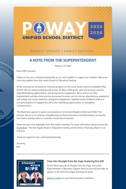 Superintendent's Weekly Update