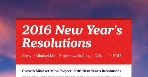 2016 New Year's Resolutions