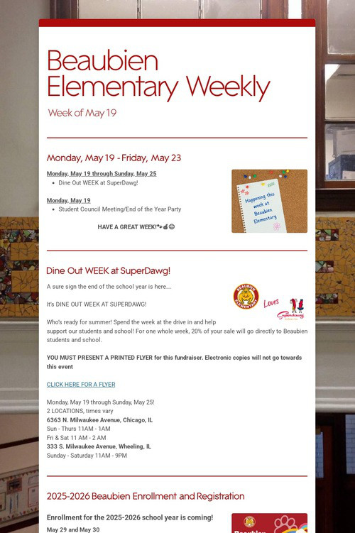 Beaubien Elementary Weekly