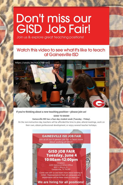 Don't miss our GISD Job Fair!