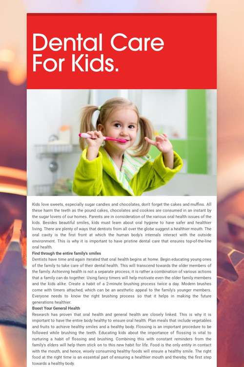 Dental Care For Kids.