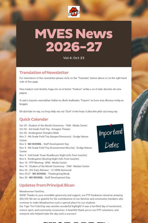 MVES News 2026-27