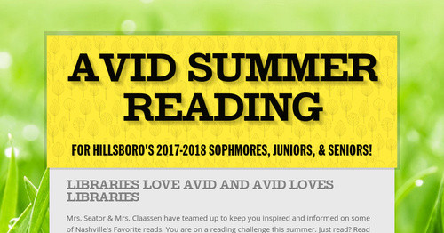 AVID Summer Reading