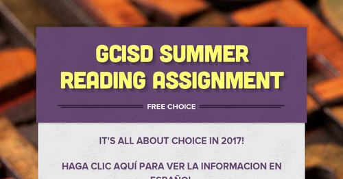 GCISD Summer Reading Assignment