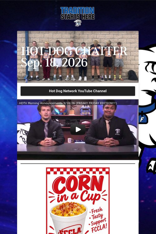 HOT DOG CHATTER Sep. 18, 2026