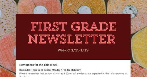 First Grade Newsletter