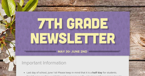 7th Grade Newsletter
