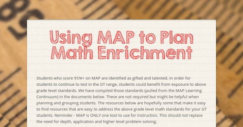 Using MAP to Plan Math Enrichment
