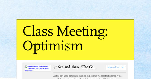 Class Meeting: Optimism