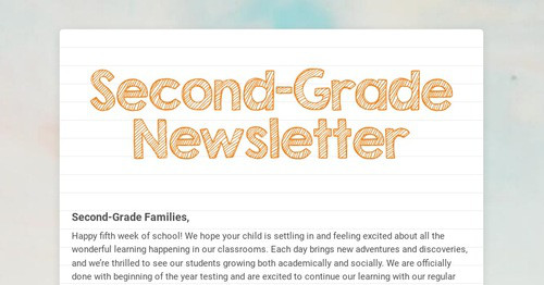 Second-Grade Newsletter