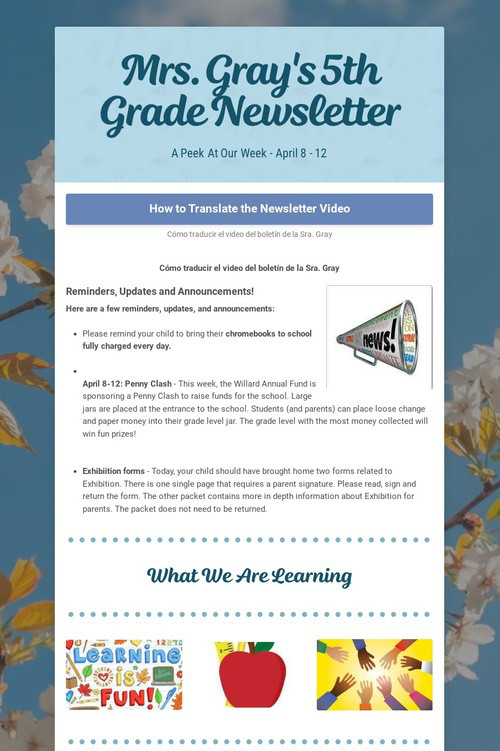 Mrs. Gray's 5th Grade Newsletter