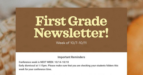 First Grade Newsletter!