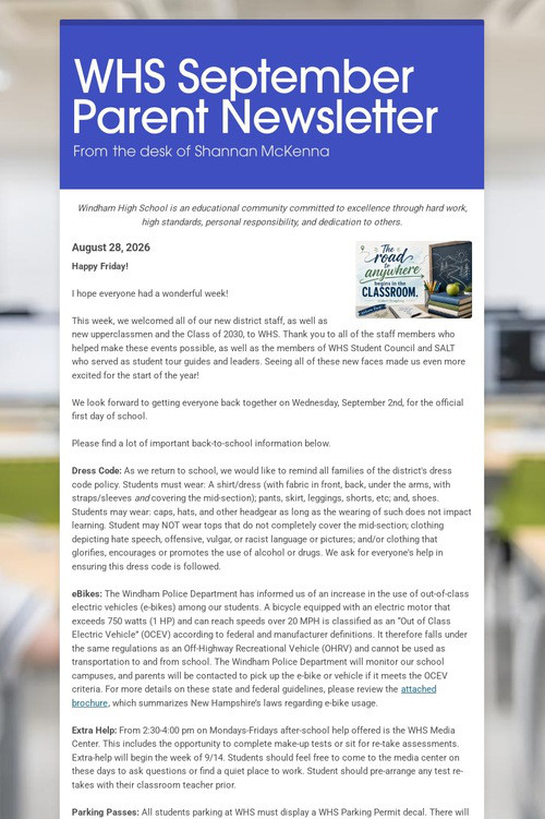 WHS September Parent Newsletter