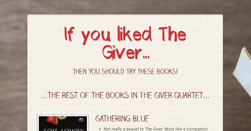 If you liked The Giver...