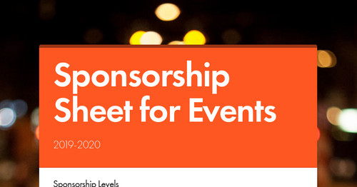Sponsorship Sheet for Events