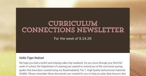 Curriculum Connections Newsletter
