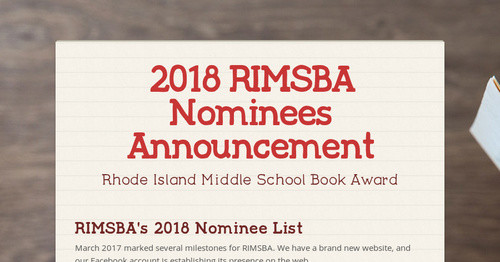 2018 RIMSBA Nominees Announcement
